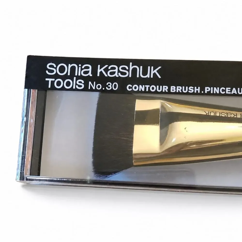 Sonia Kashuk Tools No. 30 Contour Brush Makeup Cheek Brush Black Gold NEW